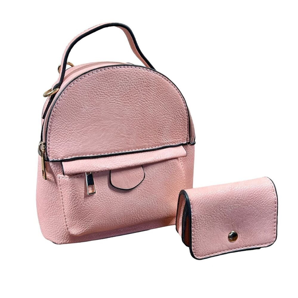 Pink backpack  Style made of Cowhide Leather with Cross-Body Strap in Pink Color